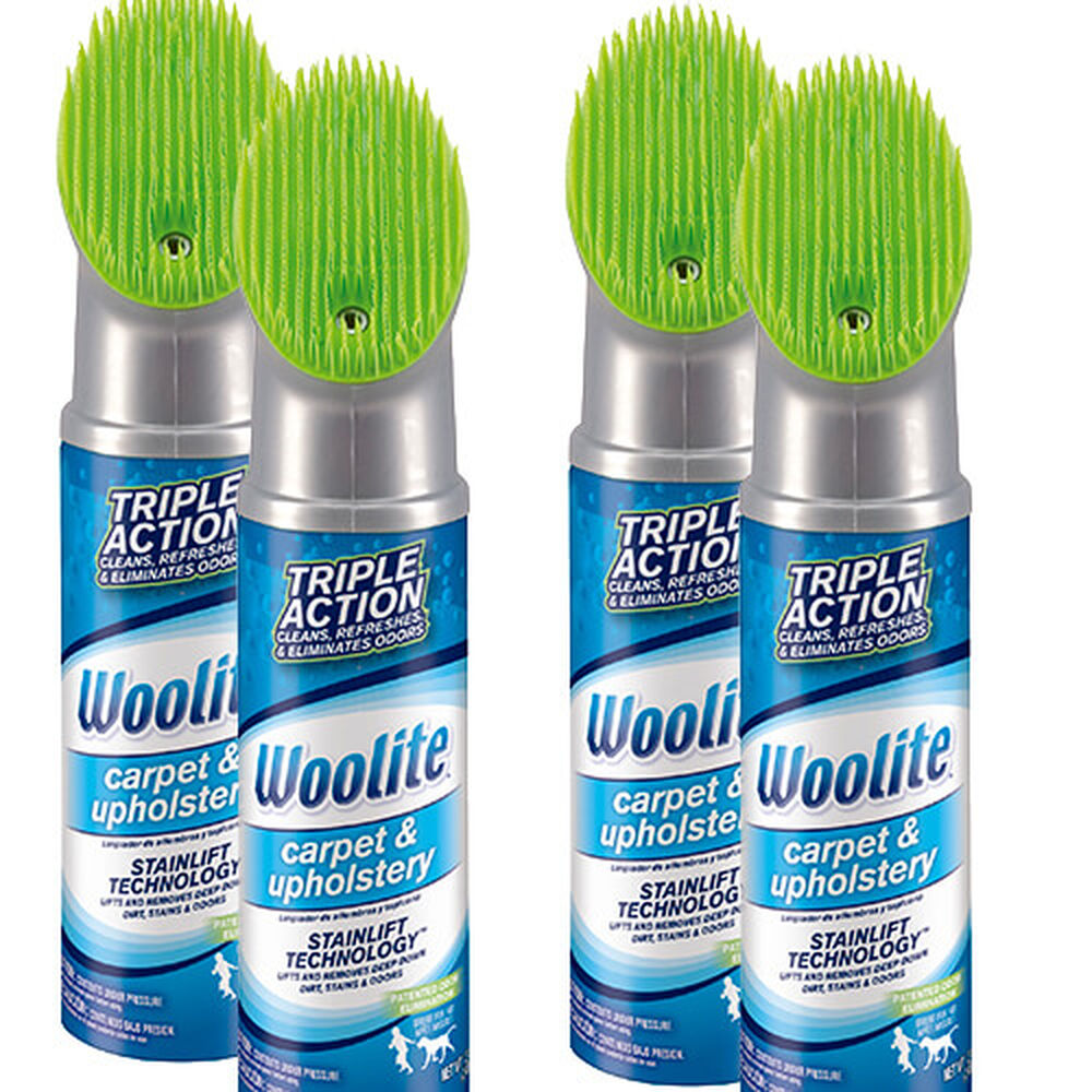 4 Cans) Woolite Carpet/Upholstery Triple Action Foam Cleaner Odor Stain  Remover