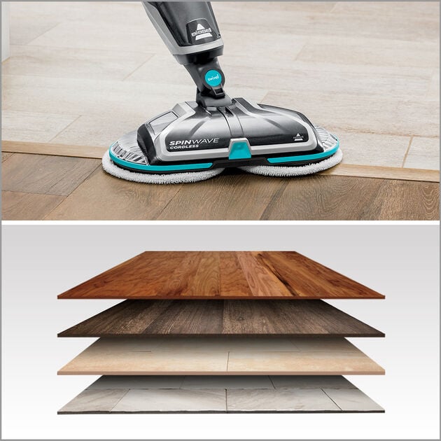 Bissell Spinwave Cordless Hard Floor Spin Mopin Titanium with Electric Blue  Accents